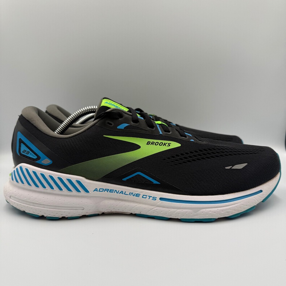 Brooks Adrenaline GTS 23 Men's Size 12 Black White Blue Running Shoes Sneakers